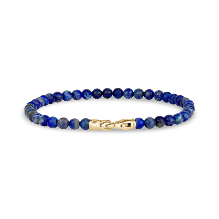 4mm Goldschließe Lapis Lazuli Perlenarmband - Herren Stahlperlenarmbänder - The Steel Shop