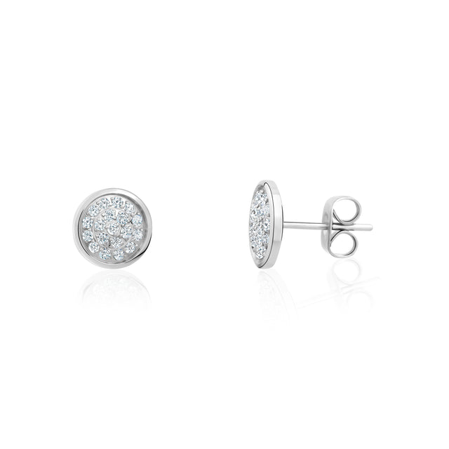 Stone-Set Rounds Studs | 9MM - Earrings - The Steel Shop