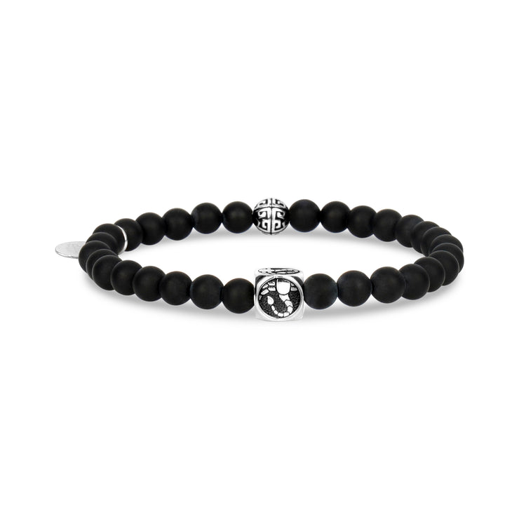 6mm mattschwarzer Onyx Sternzeichen-Armband - Unisex Perlenarmband - The Steel Shop