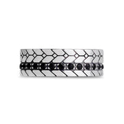7mm Schwarzer Stein Detailliertes Band - Herrenring - The Steel Shop