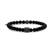 Personalisierte 6mm schwarz matt Onyx Quadrat Cube Bead Gravierbare Armband