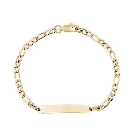 Damen 4mm Gold Figaro Link gravierbare ID-Armband
