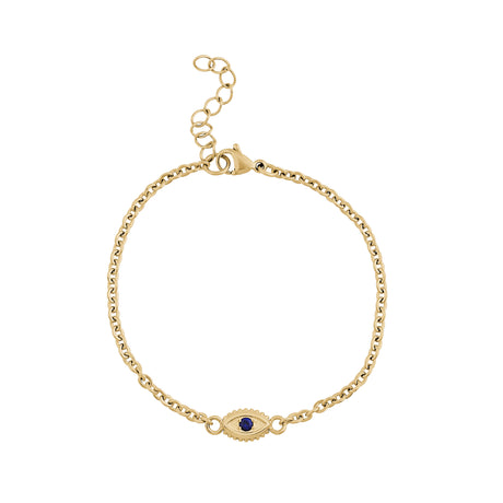 Minimal Womens Gold Evil Eye Armband mit blauem C.Z Stein