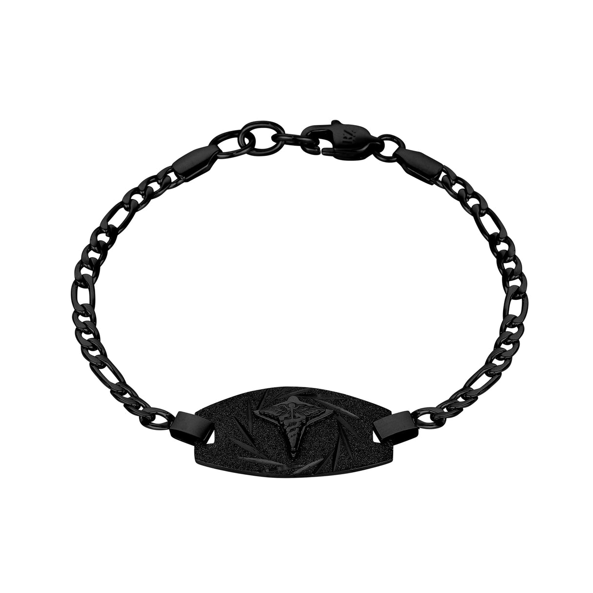 Medizinische Armbänder - Gravierbares schwarzes medizinisches ID Figaro Link-Armband
