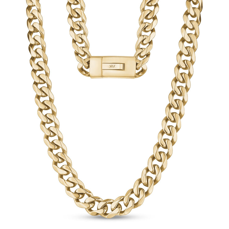 Männer Halskette - 13mm Gold Edelstahl Cuban Link Gravierbare Halskette