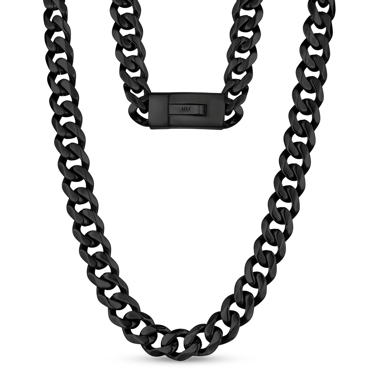 Männer Halskette - 13mm schwarz Edelstahl Cuban Link gravierbar Halskette
