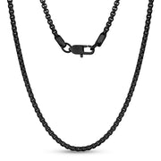 Männer Halskette - 4mm Runde Box Link Schwarz Stahl Kette Halskette