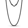 Männer-Halskette - 4mm schwarze Twist Rope Stahlkette Halskette