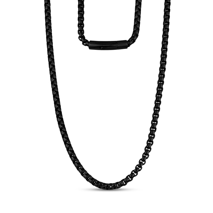 Männer Halskette - 5mm Runde Box Link Schwarz Kette