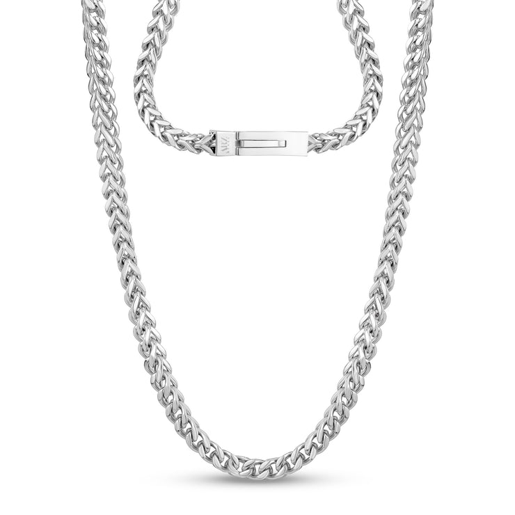 Männer Halskette - 6mm Edelstahl Franco Link Kette Halskette - gravierbar