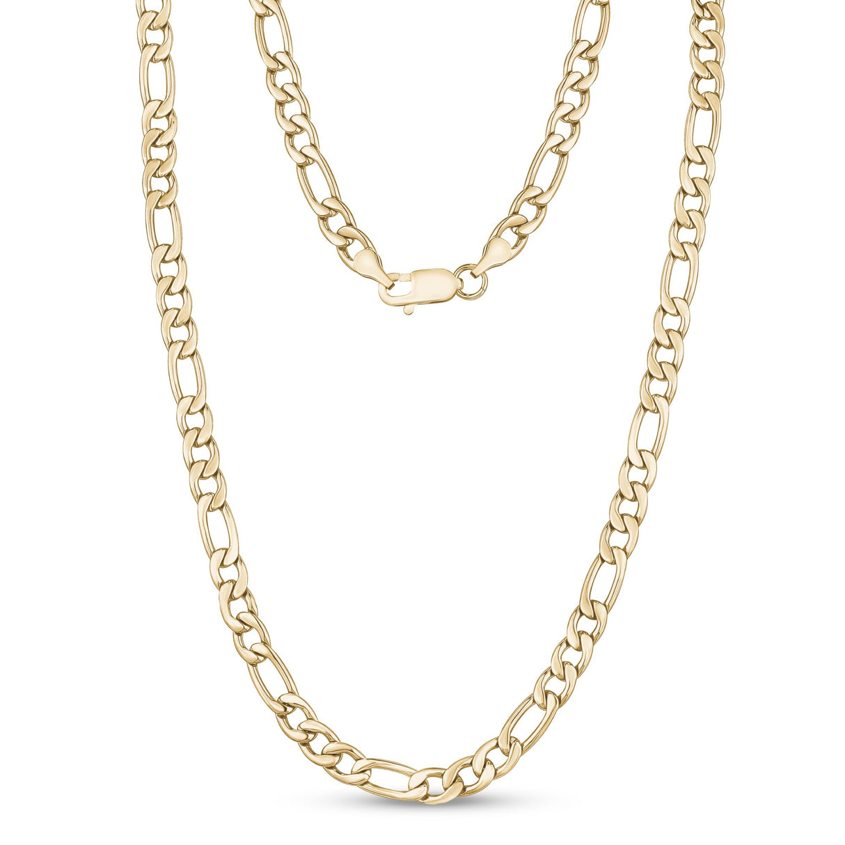 Männer Halskette - 7mm Gold Edelstahl Figaro Link Kette Halskette