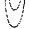 Herren-Halskette - 7mm Schwarze Edelstahl Figaro Gliederkette Halskette