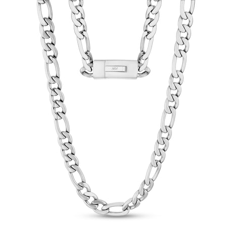 Männer Halskette - 9mm Edelstahl Figaro Link Gravierbare Kette