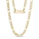 Männer Halskette - 9mm Gold Figaro Link Gravierbare Kette