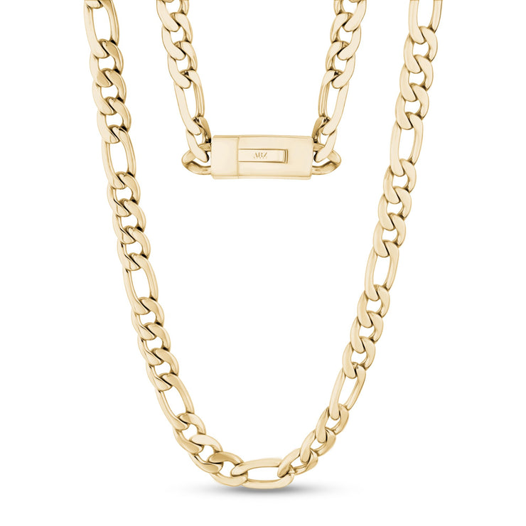 Männer Halskette - 9mm Gold Figaro Link Gravierbare Kette