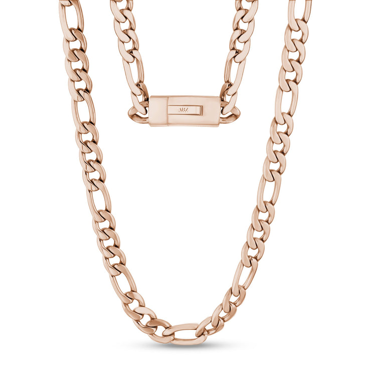 Männer Halskette - 9mm Rose Gold Figaro Link Gravierbare Kette