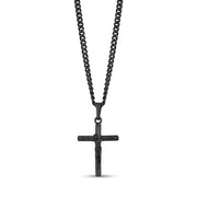 Männer Anhänger - Schwarzer Edelstahl Kruzifix-Kreuz-Anhänger