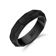 Herrenring - 5 mm facettierter mattschwarzer Stahlring mit Gravur