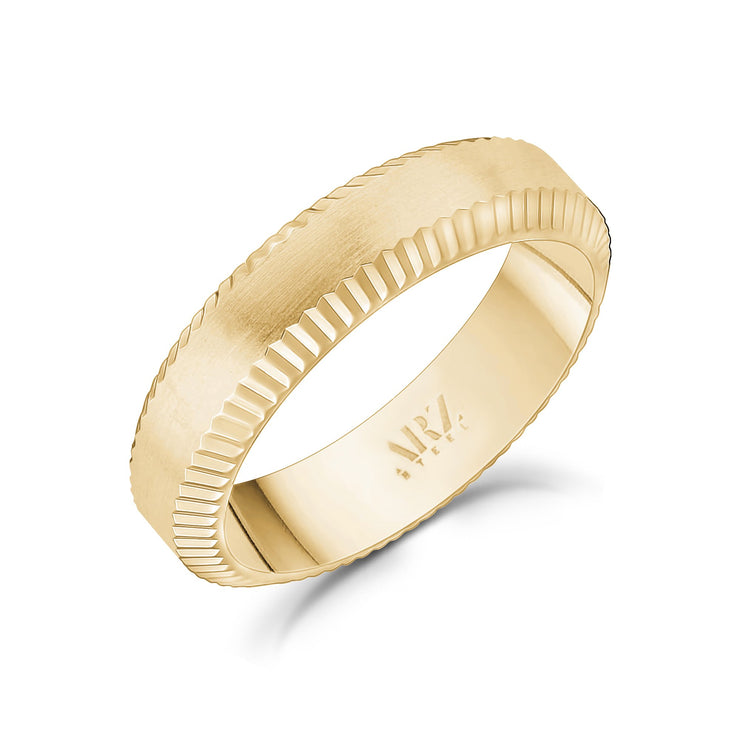 Männer Ring - 6mm abgeschrägte Kante flach Gold Stahl gravierbar Band Ring