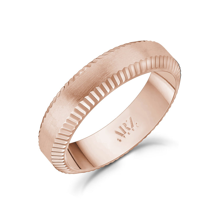 Männer Ring - 6mm abgeschrägte Kante flach Rose Gold Stahl gravierbar Band Ring