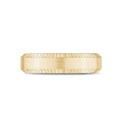 Männer Ring - 6mm abgeschrägte Kante flach Gold Stahl gravierbar Band Ring