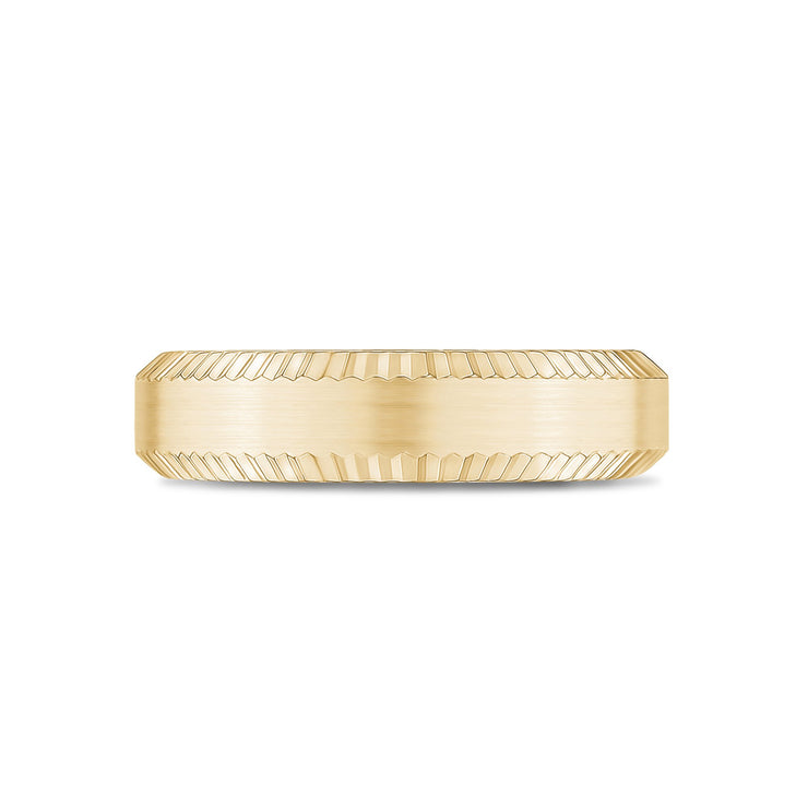 Männer Ring - 6mm abgeschrägte Kante flach Gold Stahl gravierbar Band Ring