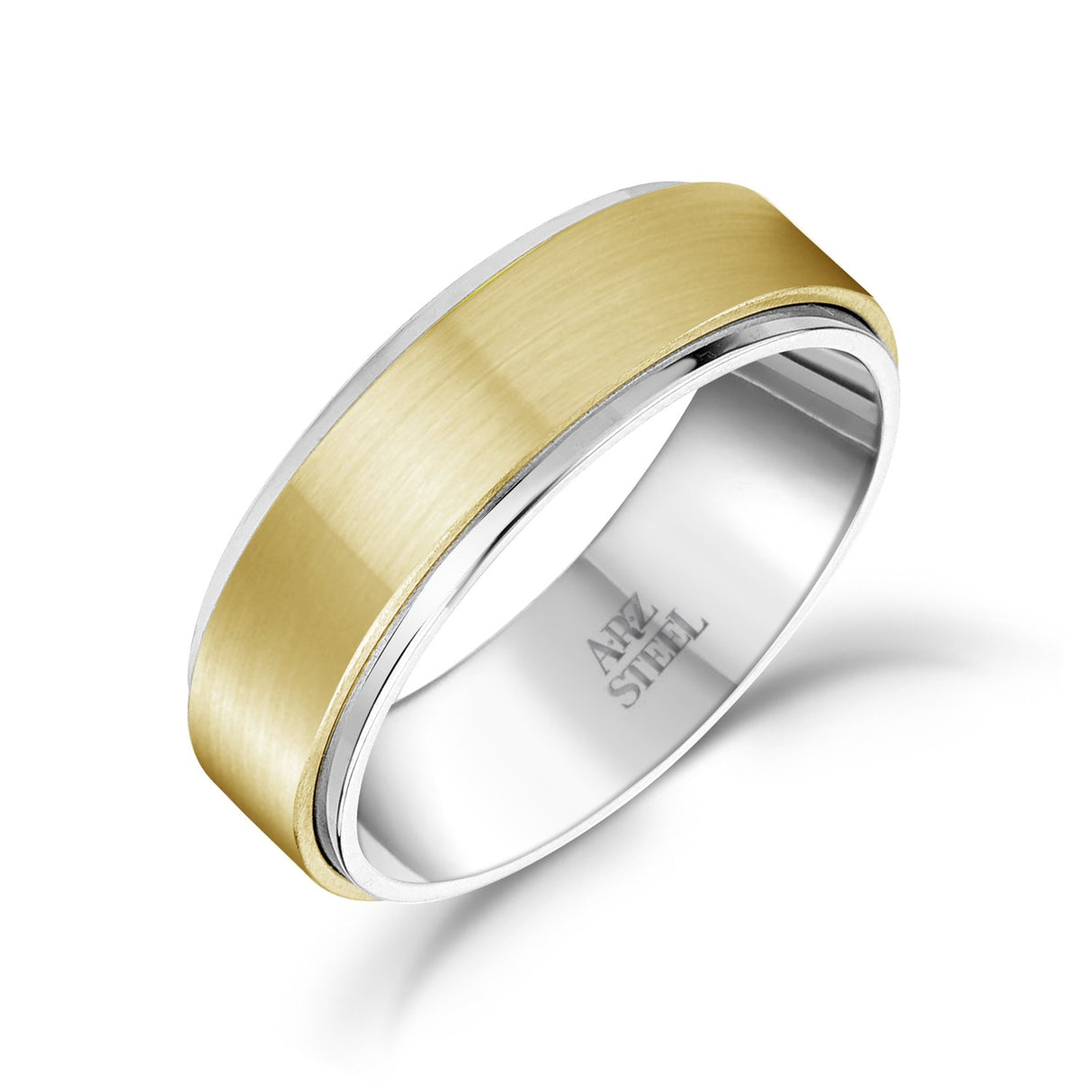 Männer Ring - 7mm Gold Stahl Ehering - Gravierbar