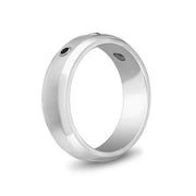 Männer Ring - 7mm drei Steine abgeschrägter Rand gravierbarer Stahlbandring