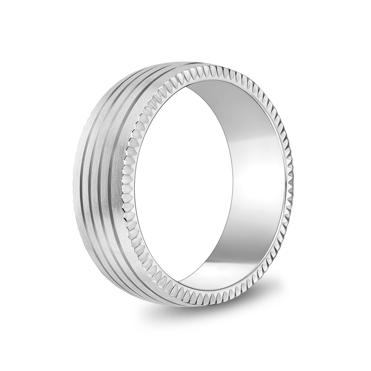 Männer Ring - 8mm vier gefüttert mattiertem Stahl eingraviert Band Ring