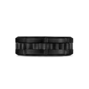 Herrenring - 8mm Link Style Gravierbarer schwarzer Stahl Spinner Band Ring