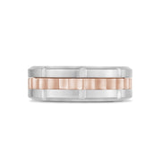 Herrenring - 8mm Link Style Gravierbarer Rose Gold Stahl Spinner Band Ring