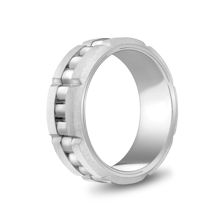Herrenring - 8mm Link Style Gravierbarer Stahl Spinner Band Ring