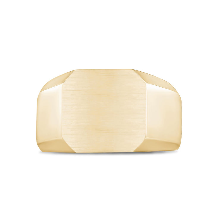 Herrenring - Matte und glänzende Gold Stahl gravierbar Quadrat Siegelring