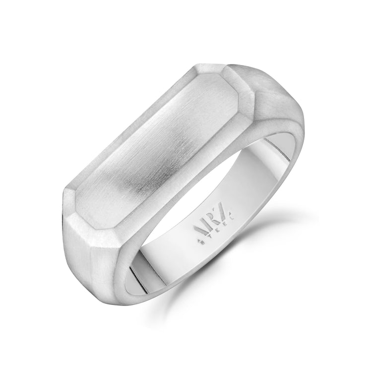 Männer Ring - Matte Stahl gravierbar Rechteck Siegelring