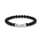 Herren Stahl Perlenarmbänder - 6mm mattierter Stahlverschluss Perlenarmband