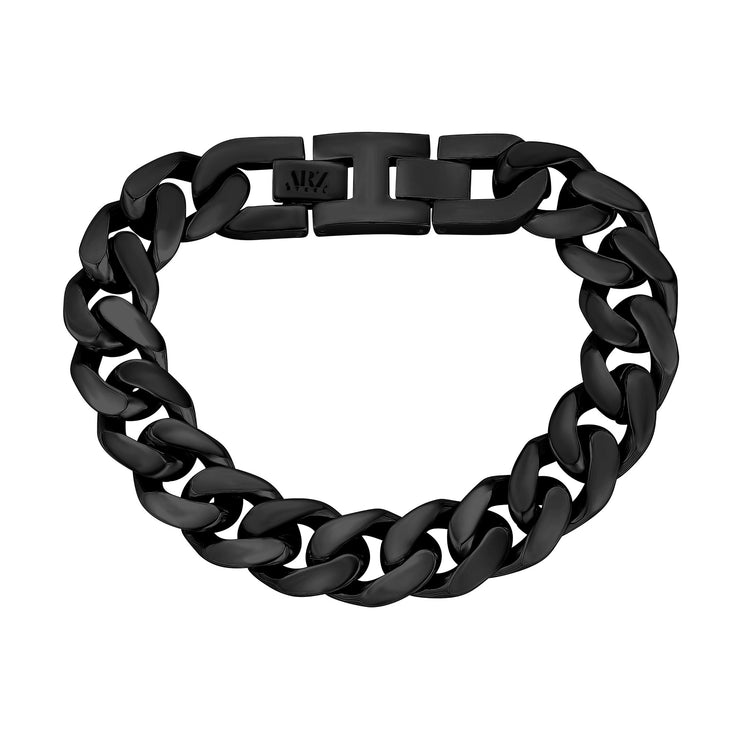 Stahlarmbänder für Männer - 14mm Chunky Black Steel Cuban Link Chain Bracelet