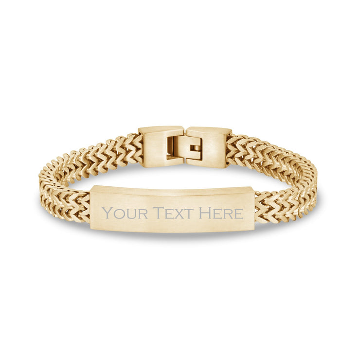 Herren Stahlarmbänder - Gravierbares Doppel-Franco-Link mattgoldenes Stahl-ID-Armband