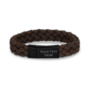 Herren Stahl Lederarmbänder - 12mm Braunes Lederarmband mit Gravur auf der Außenseite