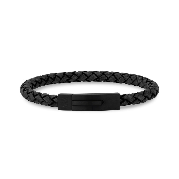 Herren Stahl Lederarmbänder - 6mm graues Lederarmband mit Gravur