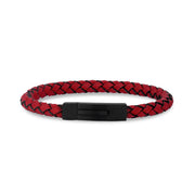 Herren Stahl-Lederarmbänder - 6mm rotes Lederarmband mit Gravur