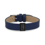 Herren Stahl Lederarmbänder - Flache blaue Leder gravierbaren Charme Koordinaten Name Armband