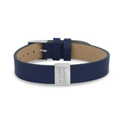 Herren Stahl-Leder-Armbänder - flache blaue Leder gravierbar Koordinaten Name Charm-Armband