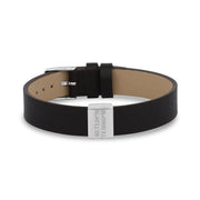 Herren Stahl Lederarmbänder - Flache Leder dunkelbraun gravierbaren Charme Koordinaten Name Armband
