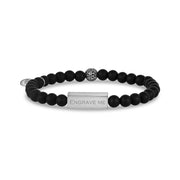 6 mm mattschwarzes, rechteckiges Perlenarmband - Unisex Perlenarmband - The Steel Shop
