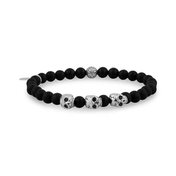 Unisex Bead Bracelet - 6mm Silber Totenkopf Brücke Stretch Bead Bracelet