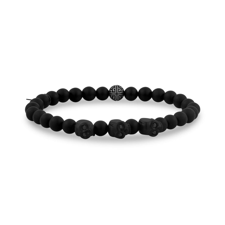 Unisex Bead Bracelet - 6mm Schwarzer Totenkopf Brücke Stretch Bead Armband