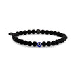 Unisex Bead Bracelet - Blaues Evil Eye 6mm Matte Black Onyx Bead Bracelet