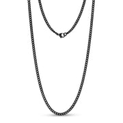 Unisex-Halsketten - 3,5 mm schwarze Edelstahl-Kubanerkette Halskette