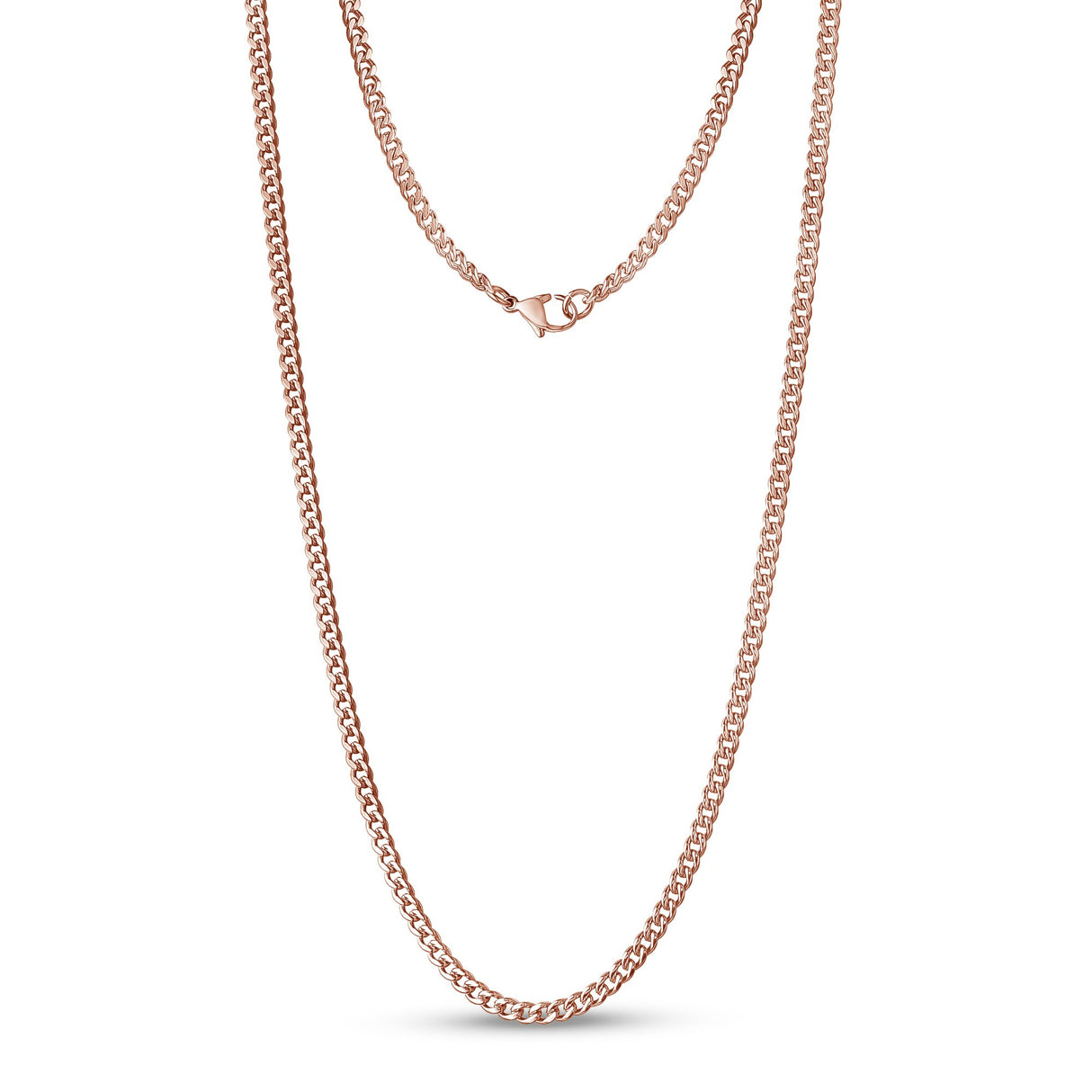 Unisex-Halsketten - 3.5mm Rose Gold Edelstahl Cuban Link Kette Halskette