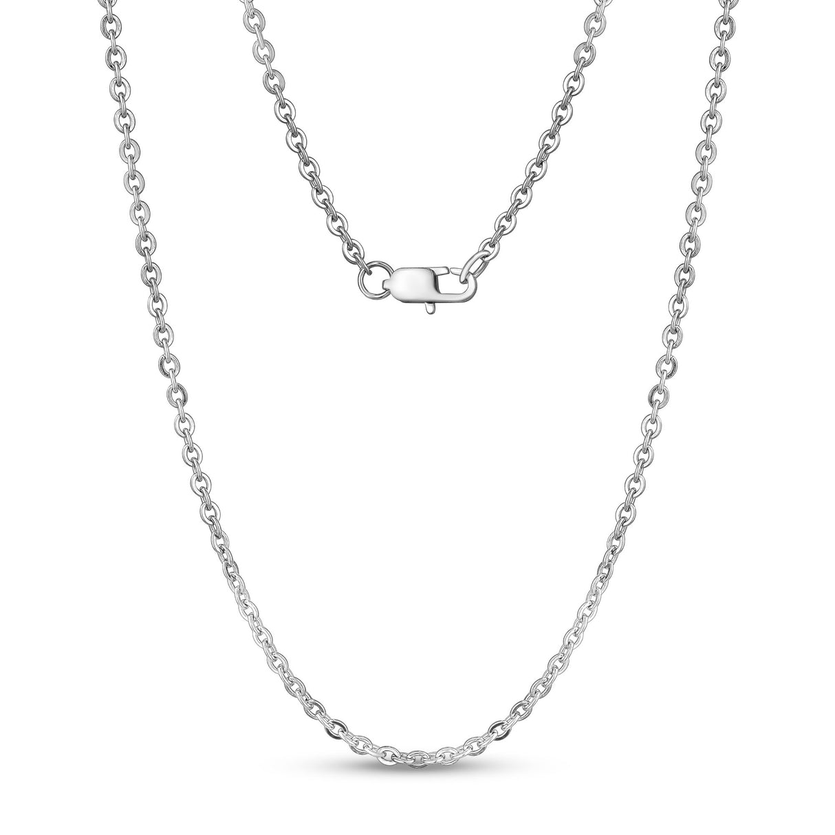 Unisex Halsketten - 3mm flache Anker Oval Link Stahlkette Halskette